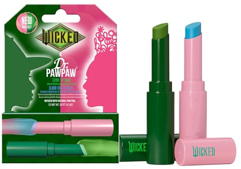 Dr.PAWPAW x WICKED Color Changing Lip Balm Duo 2 x 3g, Elphie and Glinda Pawpaw Balms, Hydrating and Nourishing Vegan Lip Care Gift Set