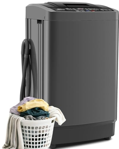 Nictemaw 2.8 Cu.ft Portable Washer, 20 lbs Capacity Full Automatic Washing Machine with Drain Pump, 10 Wash Programs & LED Display, Compact Clothes Washer for Apartments, RV, Dorm, Home
