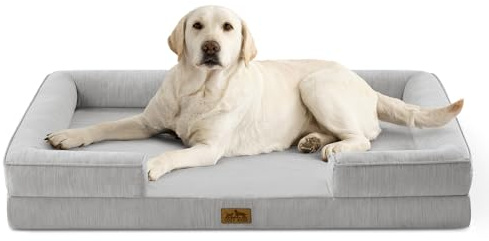 COZY KISS Orthopädisches Hundebett Grosse Hunde, Grau Hundesofa, 112x81CM | Waschbares hundekörb, atmungsaktives hundekissen, wasserdichtes innenfutter, rutschfester boden, eierschalen-schaumstoff