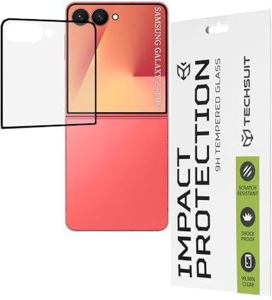 Techsuit Displayschutzfolie für Samsung Galaxy Z Flip7 Vorderes Display Gehärtetes Glas mit 9H Härte, Vollständige Abdeckung, Stoßschutz, Anti Fingerabdruck, Blasenfrei, 111D Full Glue
