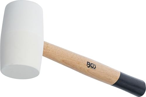 BGS 70140 | Gummihammer | Hickory-Stiel | weißer Kopf | Ø 64 mm | 750 g | Stiellänge 270 mm | Kopflänge 115 mm | gedämpfter Schlag | für Karosserie, Reifendienst, Pflasterarbeiten