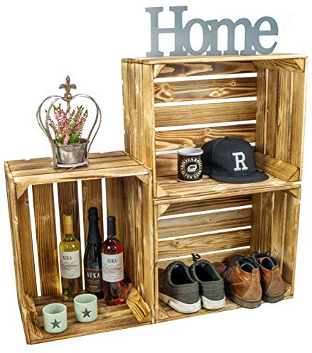 3er set neue massive Obstkiste Apfelkiste Weinkiste aus dem Alten Land +++ 50 x 40 x 30 cm (NEU GEFLAMMT)