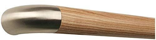 TIBU Esche Holz Handlauf Geländer 30-500 cm mit Edelstahl Enden Wandhandlauf Wand Treppe, Länge 900 mm / 90 cm / 0,9 m und Enden Edelstahl Bogen