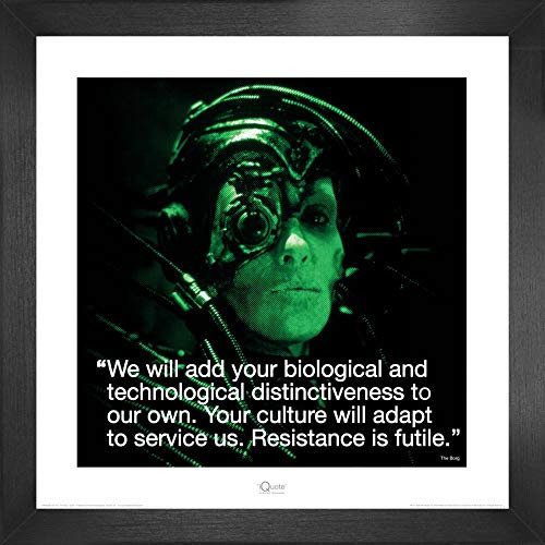 1art1 Star Trek Poster Kunstdruck Bild und MDF-Rahmen - Wir Sind Die Borg, Widerstand Ist Zwecklos (40 x 40cm)