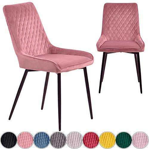 iomangio® 2X Esszimmerstühle 2er Set | Pink Esszimmerstuhl Küchenstuhl | Polsterstuhl Design Stuhl mit Rückenlehne, mit Sitzfläche aus Samt/Stoffbezug | Gestell aus Metall | Samt Stühle