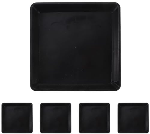 YARNOW 5Pcs Square Plant Pot Saucers - 18cm Durable PP Plant Drip Trays for Indoor/Outdoor Use, Black