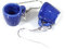 'Coffee Connoisseur' Miniature Ceramic Coffee Cup Earrings blue