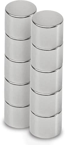 MAUL Neodym-Scheibenmagnet – Magnet mit hoher Haftkraft für einen vielseitigen Einsatz – Magnet rund mit elegantem und modernem Design – Ø 12 x 10 mm – 4er Pack – hellsilber