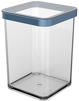 Rotho Loft quadratische Vorratsdose 1l mit Deckel und Dichtung, Kunststoff (SAN) BPA-frei, blau/transparent, 1l (10.0 x 10.0 x 14.2 cm)