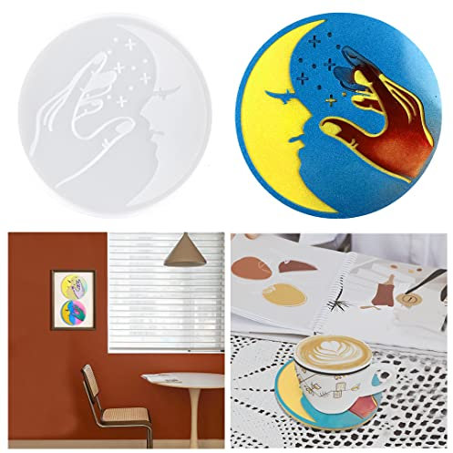 Zayookey Untersetzer Epoxidharz Silikonform Rund Tablett Gießformen Resin Mold DIY Art Achat Mond Coaster Silikon Formen (Transparent)