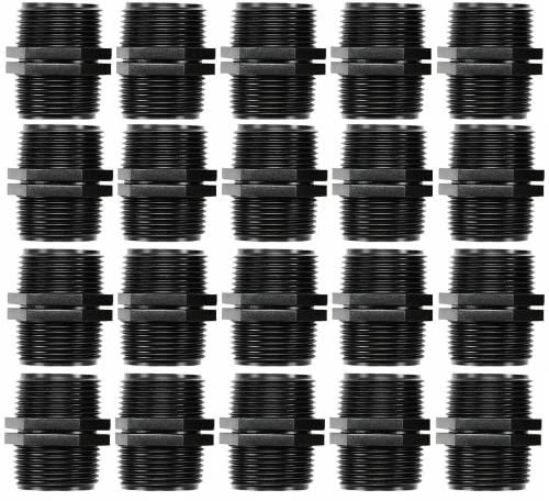 acquaverde Nipplo Raccordo con Doppio Filetto Connettore per Tubi e Sistemi di Irrigazione - Orto Facile (20, 1 1/4 x 1 1/4)