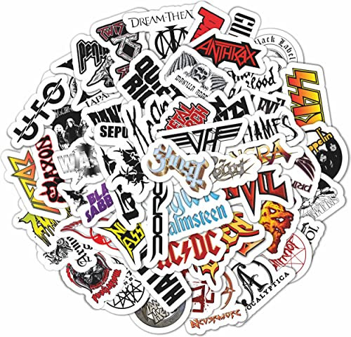 BulbaCraft 100Pcs Heavy Metal Band Stickers, Rock Stickers, Heavy Metal Gifts for Men and Women, Rock Decals, Waterproof Decals, Guitar Emblems, Music Emblems, Gifts for Women & Men