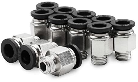 Bwintech 12 PCS 6 mm od x 3/8 male BSP Direct Push - in Air Connection, pc6-03 Fast release Air Line adaptateur