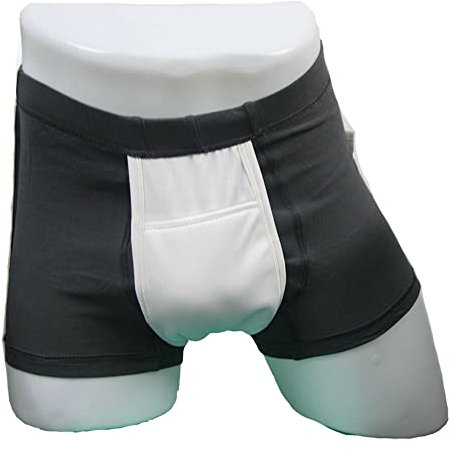 Herren Inkontinenz Slip Weich Wiederverwendbar Waschbar Unterwäsche Inkontinent Hose für Männer (L, Boxer (Schwarz))