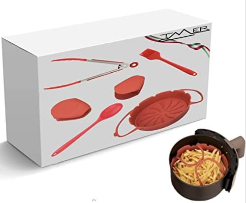 Accessori Per Friggitrice Ad Aria, Kit Completo con Presine Silicone Da Cucina - Contenitori Friggitrice Ad Aria - Pennello Cucina - Cucchiaio Silicone Cucina - Pinze Da Cucina