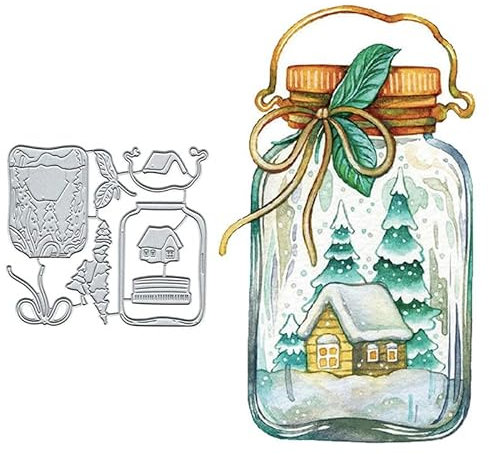 YunTrip Stanzformen für Kartenherstellung, Schneehaus, Flasche, Metall-Stanzschablone für DIY, Scrapbooking, Album, Prägung, Foto, Basteln, Papierkarten, dekoratives Handwerk