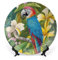 Gokays Piatti decorativi, con fiori tropicali e pappagalli, piatto in ceramica, piatto oscillante con espositore, decorazione per la casa per soggiorno, camera da letto, fattoria, da appendere alla