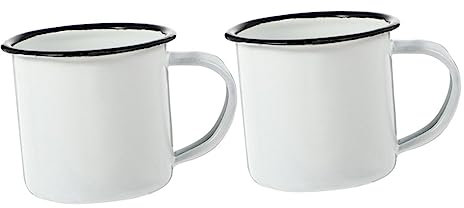 INOOMP 2pcs Old Retro Drinking Glass White Tea Cups Milk Cup Water Cup Vintage Mugs Tin Camping Mugs Enamel Metal Mug Iron White Retro Iron Mugs Winter Coffee Mug Thicken