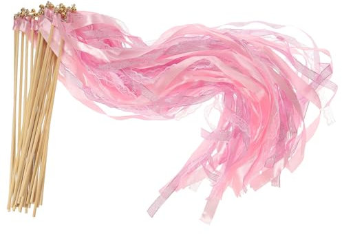 PATIKIL Ruban Bâtons Fée Baguettes, 25 Paquet Dentelle Soie Fée Bâton Baguette Envoyer Arrêt Diffuseurs pour Mariage Fête Anniversaire Vacances Célébration, Rose