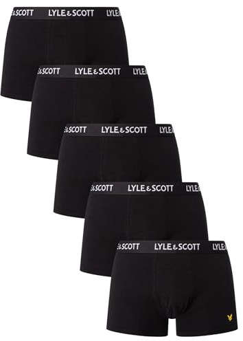 Lyle & Scott Boxershorts Herren aus Baumwolle 5er Set - Herren Unterhose mit Komfortbund - Weiche Boxershort 5er Pack für jeden Tag - Männer Unterwäsche mit Schriftzug und Logo - Mehrfarbig - S