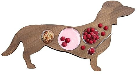 Hongjingda Madera Perro Salchicha, Bandeja Madera con Gran Capacidad para el mostrador la Cocina, Platos Decorativos para Frutas, Bandeja Divertida para Servir entrantes, Bandeja