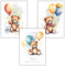 Druck-Geschenk Poster Kinderzimmer, 3er Set Bilder Babyzimmer Geburtsdaten Junge Mädchen, Luftballon Teddy Bärchen Schleife Fliege personalisierte Deko Geburtsbild