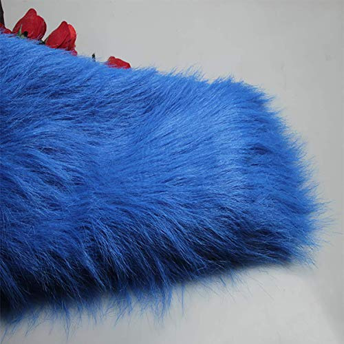 Kunstpelz Stoff Langer Stapel 12cm Blauer Kunstpelz 50x170cm Für DIY Craft Supply Foto Prop Hintergrund Kostüme Teppiche Fursuit Cosplay Schwanzohren Dekoration(Color:6 blue)