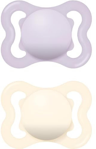 MAM Air Succhietto 2-6 Mesi (Set da 2), Ciuccio MAM 2-6 mesi per pelli sensibili e delicate, Kit da 2 accessori neonato con tettarella in caucciù naturale e porta ciuccio sterilizzatore, Rosa/Neutro