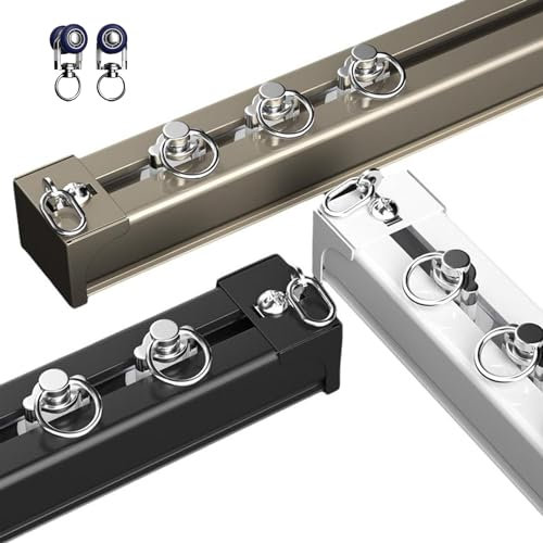Vorhangschiene Aluminium Weiß/Schwarz Gardinenschiene, Aluminium Innenlauf, Eckig Flach Deckenbefestigung, Flächenvorhang Schiene Innenlaufstange for Vorhänge mit Spannriegel Schwarz, Square (Color :