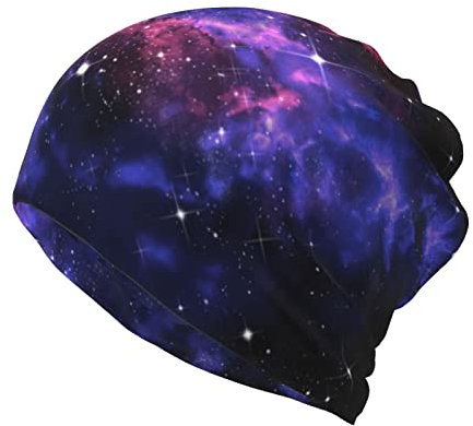 ESASAM Universum Galaxy Star Space Print Vielseitige Beanie-Mütze – multifunktionale Halstuch und Beanie-Kombination, Schwarz , Einheitsgröße
