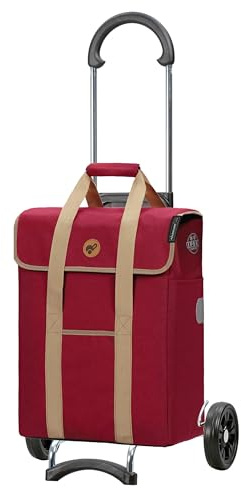 ANDERSEN Einkaufstrolley - Scala Shopper Ipek Mi rot | mit Flüsterrädern, klappbar, aus Stahl, bis 40 kg - Tasche als Kühltasche, Seitenfach, Reflektoren, 39 L