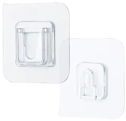 Tissting Selbstklebend Wandhaken Doppelseitig 6 cm Kunststoff Transparent Spurlos Wandaufhänger 3kg Tragend Wandhalterung Klebriger Halter für Badezimmer, Küche