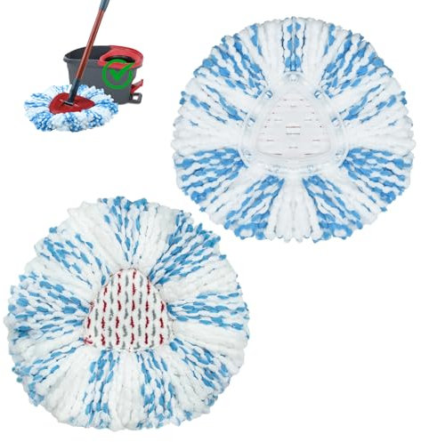 Yuunaie Cabezas de Fregona de Repuesto, Recambios de Mopas para Vileda Turbo 3 in 1 Turbo EasyWring&Clean Spin Mop System Repuesto de Recambio para Fregona Microfibra Lavables y Reutilizables (Azul)