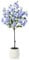 SOGUYI 120cm Artificial Hydrangea Tree - Faux Blue Silk Flowers in White Imitation Ceramic Planter - Fake Plants for Indoor Home Office Decor