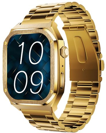 Maxcom FW65 Iron S - Herren Schmuck Smartwatch - BijouWatch® - 5.0 cm Amoled Bildschirm - 2.5D Glas - Anruffunktion - IP68 - Sport Tracker - 2 Armbänder - Gold