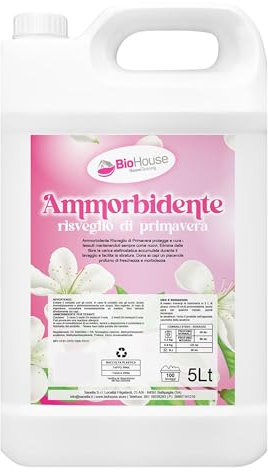 Ammorbidente Lavatrice Professionale Profumato 5 Litri Detersivo Lavatrice Liquido Concentrato 100 Lavaggi Protegge e Cura i Tessuti Facilita e Stiratura (Risveglio Primavera)