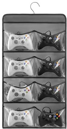 TEMUORG Hanging Controller Holder Classroom Headset Headphone Storage Bag Switch Game Organizer for Gaming Accessories Electronic Supplies X-box PS5 PS4 (8 Pockets)
