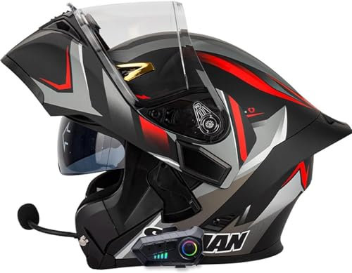 Cascos De Moto Integrales con Micrófono de Respuesta Automática Motocicleta Todoterreno Bluetooth Cascos ECE Homologado Bluetooth Integrado Cascos de Motocicleta Casco de Moto Modular