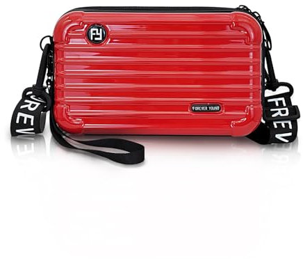 WisePoint kleine Umhängetasche, Kunststoff Umhängetasche Umhängetasche Telefon Tasche mit abnehmbarem Griff und verstellbarem Riemen, Gepäck geformte Umhängetaschen (rot)