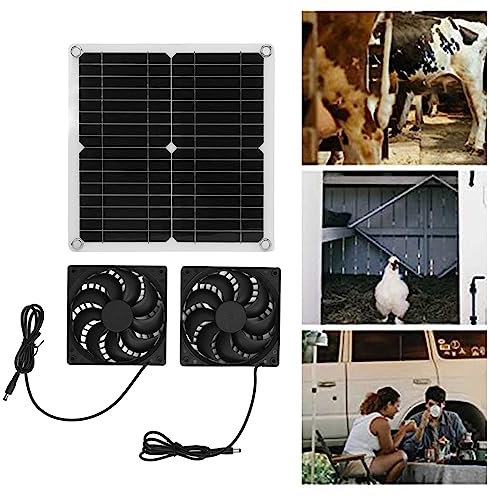 Zoeyilan Solarventilator-Set, 20 W solarbetriebener Bodenventilator, leichtes, tragbares Solarpanel mit hoher Umwandlungsrate und 2 Abluftventilatoren für Wohnmobil-Hundehütte