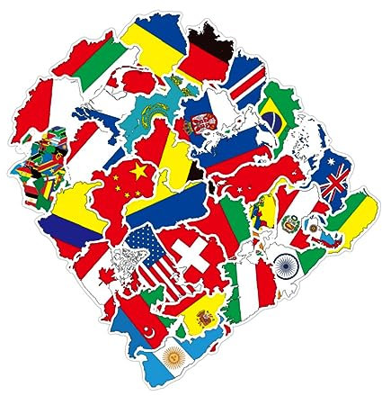 ULTECHNOVO 100 Stück Autoaufkleber Pvc Nationalflaggen Muster Kreative Auto Fenster Verschönerung Sticker Langlebig Und Kratzfest Universell Für Fahrzeuge Einfache Anbringung Und Entfernung