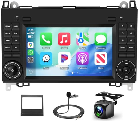 Podofo Autoradio für Mercedes-Benz A-Klasse W169/B-Klasse W245 B200/Viano Vito W639/Sprinter W906, Android 13.0 2GB+64GB | 7 Touchscreen | CarPlay&Android Auto | Lenkradsteuerung
