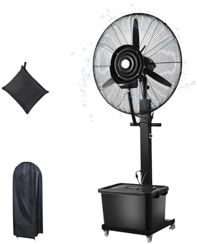 Mist Fan Outdoor Misting Pedestal Fan With Water Mist Spray Commercial Oscillating Industrial Fans With Water Tank 3 Speeds Standing Misting Fans(650mm)