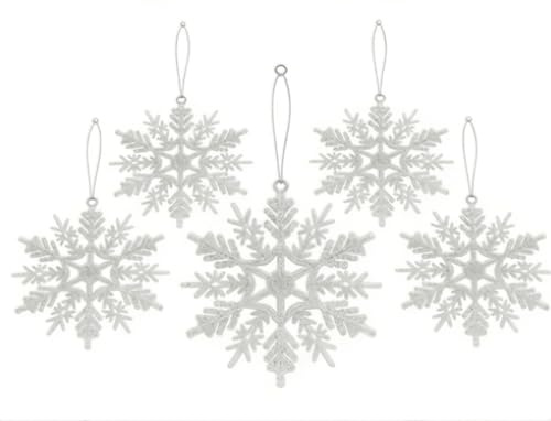 Jecdfs 24 Stück Glitzernde Schneeflocken Weihnachtsdekoration für den Weihnachtsbaum, Weiße Ornament-Schneeflocken, Deko für Festliche Anlässe und Weihnachtsfeiern