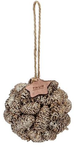 THUN - Palla decorativa con pigne oro-8 * 8 * 8 cm