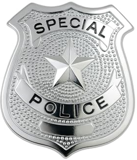 TrendandStylez POLICE Abzeichen Special Police – silbernes Metall-Badge mit Stern | Kostüm & Accessoire für Polizei, Security & Detektive | Ansteck-Marke für Karneval, Fasching, Party, Film,