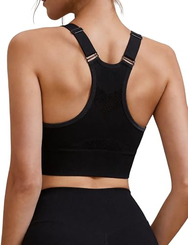 Litherday Women's Sports Bra Wireless Racerback Support Bra S-XXL | Sports Bras Breathable Mesh Removable Pads Medium Support Workout Crop Top for Gym Yoga Daily Wear