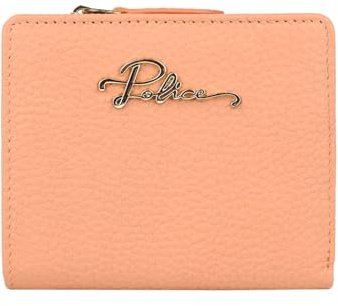 Police Portefeuille Femme Cuir Véritable, Compact, Rose Poudré, Bouton Pression & Zip, Porte-Monnaie, Boîte Cadeau