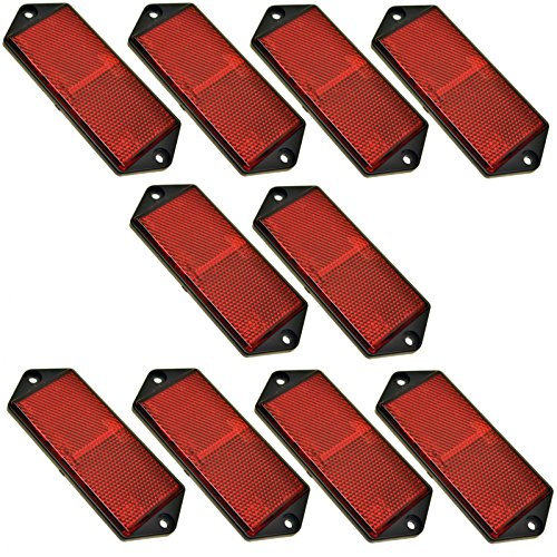 Red Large Rectangular Rear Reflector Pack of 10 Trailer Fence/Gate Post TR073