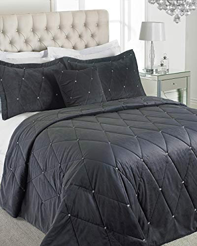 Paoletti New Diamante Bedspread Set - Zinngrau - 220 X 240 cm